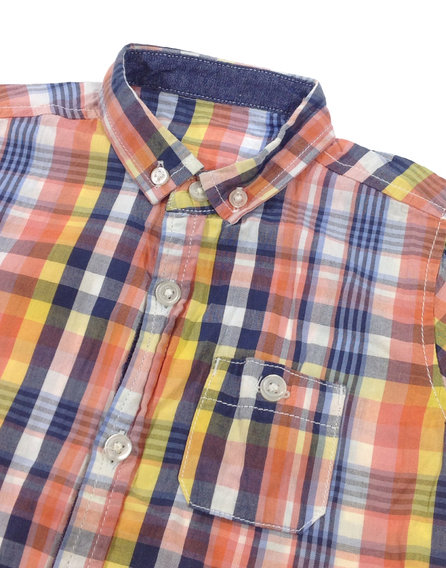 George narancssárga kockás kisfiú rövid ujjú ing