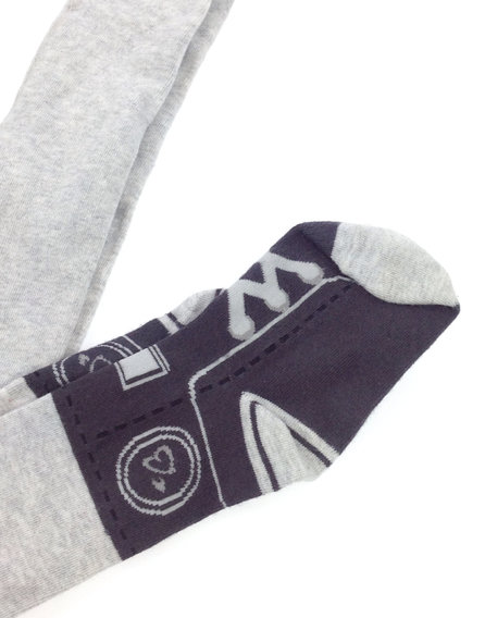 Fűző mintás szürke harisnya