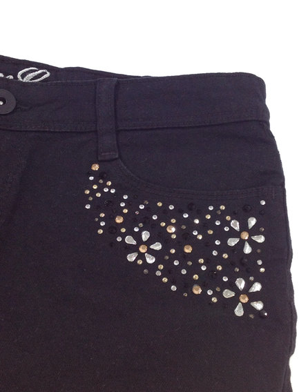 Denim Co. fekete strasszos lányka rövidnadrág