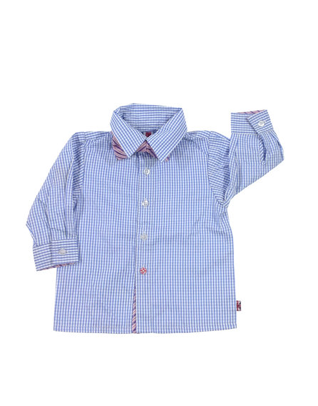 Kék kockás baba ing csokornyakkendővel