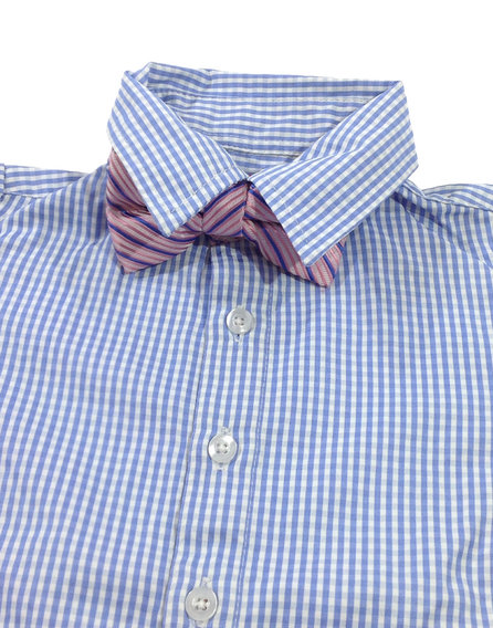 Kék kockás baba ing csokornyakkendővel