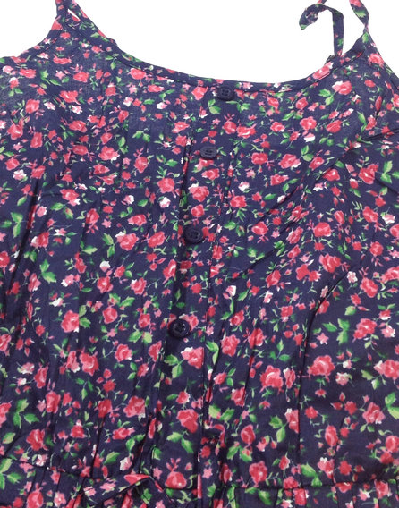 Ribbon piros virágos sötétkék rövidnadrágos ruha