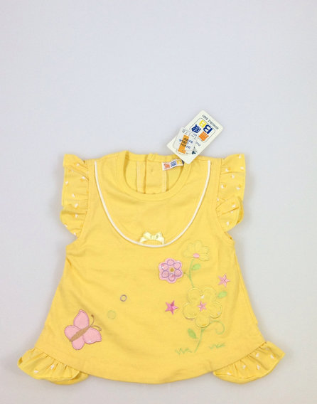 Sárga virágmintás baba póló