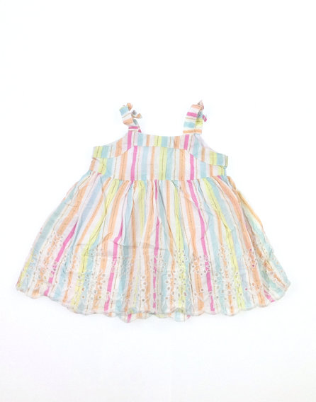 Matalan színes csíkos baba ruha