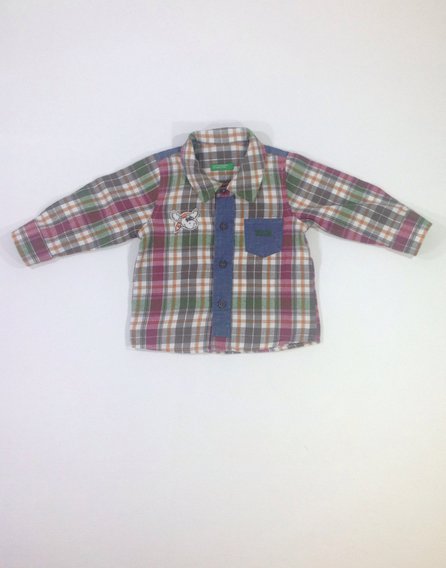 Benetton könnyű anyagú kockás baba ing