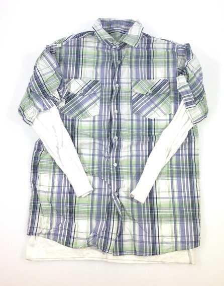 St. Bernard zöld kockás fiú ing mintás fehér felsővel