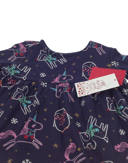 F&F állatmintás hosszúujjú karácsonyi baba ruha