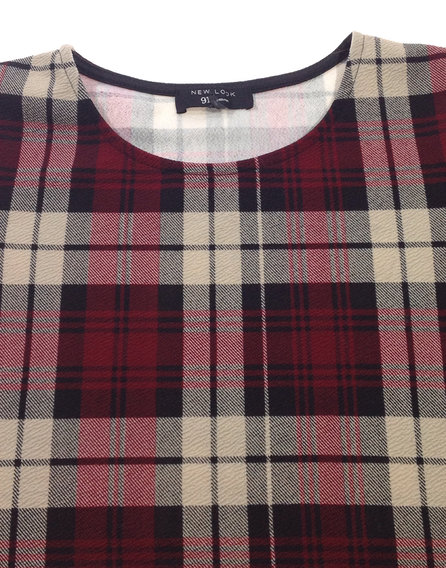 New Look bordó kockás lányka blúz