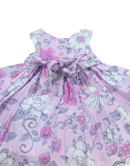Maggie & Zoe rózsaszín virágmintás baba ruha