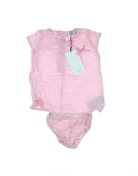Name it rózsaszín kockás babaruha alsóneművel