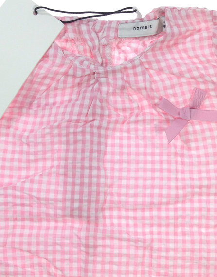 Name it rózsaszín kockás babaruha alsóneművel