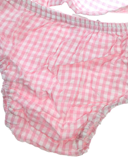 Name it rózsaszín kockás babaruha alsóneművel