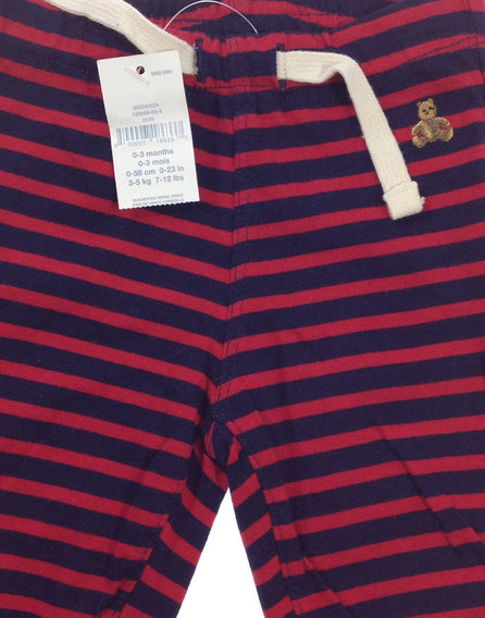 Gap piros-kék csíkos babanadrág