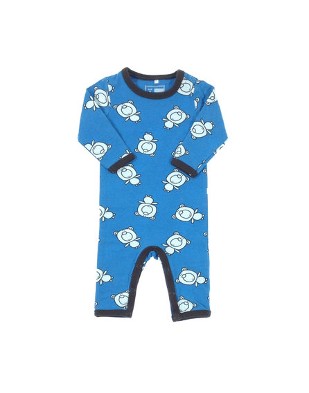 Name it kék színű maci mintás lábfej nélküli rugdalózó