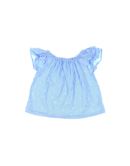 St. Bernard kék-fehér csíkos virágmintás blúz