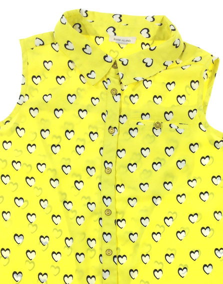 River Island élénksárga színű szívmintás ing
