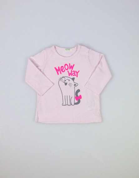 Benetton halvány rózsaszín cica mintás felső