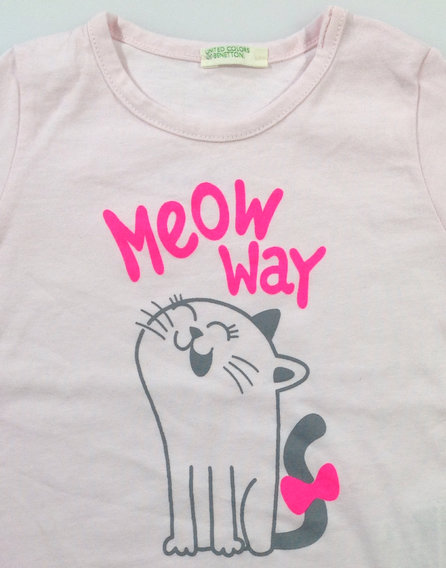 Benetton halvány rózsaszín cica mintás felső