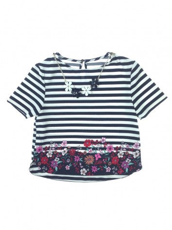 St. Bernard fekete-fehér csíkos kislány blúz