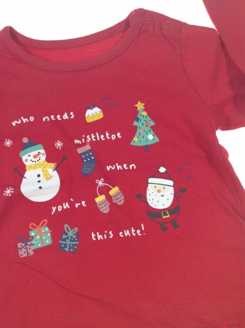 Dunnes piros karácsony mintás baba felső