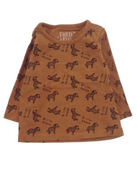 F&F kisfiú zebramintás barna hosszú ujjú