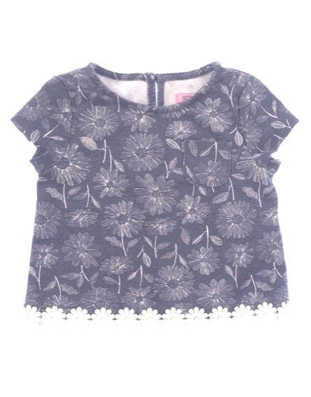 F&F kislány virágmintás kék póló