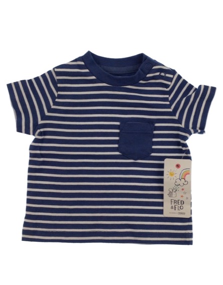 F&F kisfiú csíkos sötétkék póló