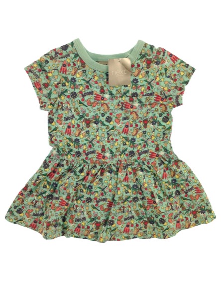 Next mintás zöld babaruha