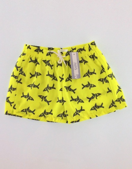 IDEXE kisfiú cápamintás neonsárga fürdőnadrág