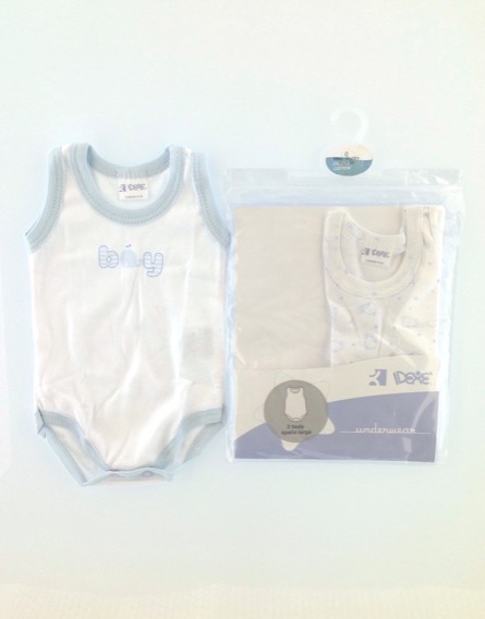 IDEXE 2 db bálnamintás fehér-kék ujjatlan body