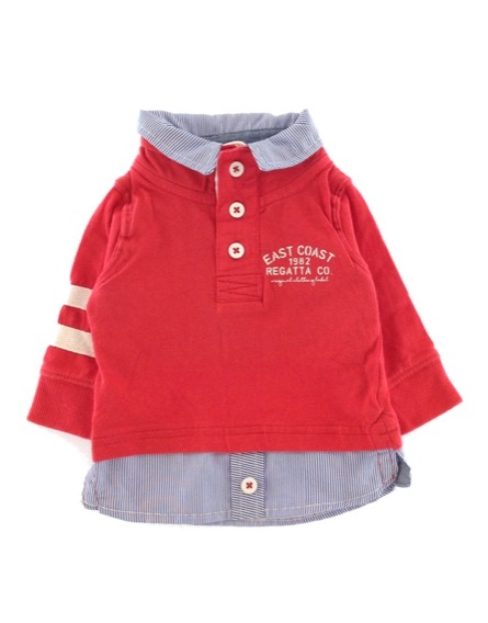 Crafted ingszerű piros hosszú ujjú baba felső