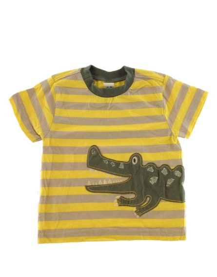 Adams krokodilmintás csíkos sárga baba póló