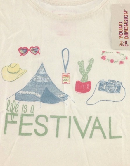 Young Dimension kislány fesztiválmintás fehér póló