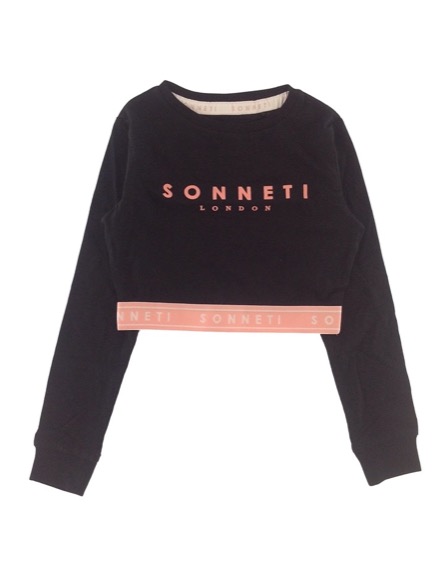 Sonneti lány feliratos fekete rövidített felső