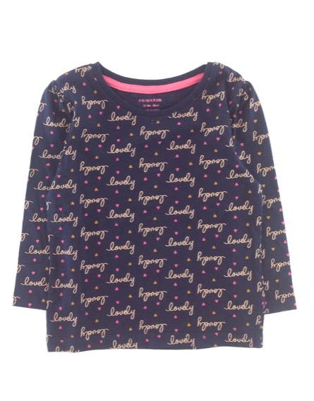 Primark kislány szivecskemintás sötétkék felső