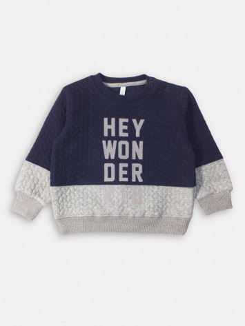 IDEXE feliratos sötétkék-szürke pulóver