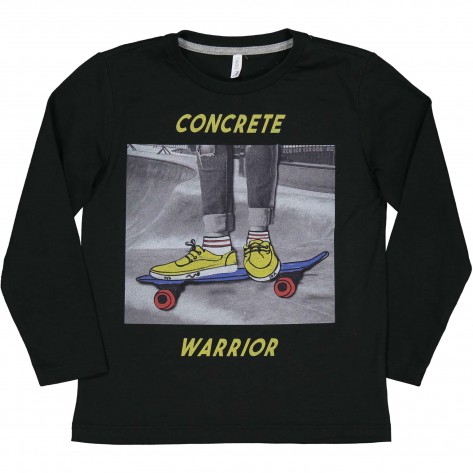 IDEXE gördeszkamintás fekete hosszú ujjú felső