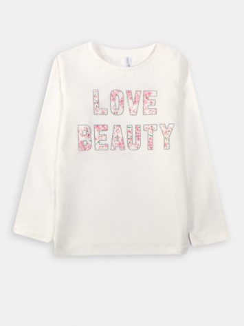 IDEXE virágmintás feliratos fehér felső