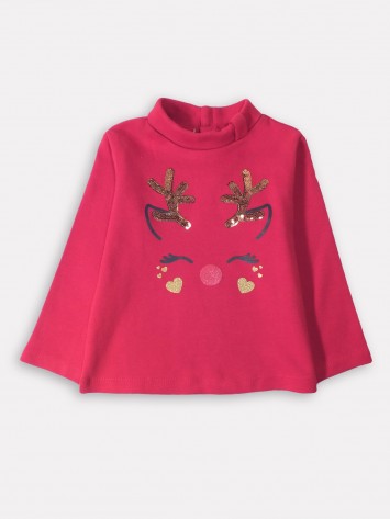 IDEXE rénszarvasmintás piros felső