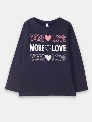 IDEXE kislány feliratos fekete hosszú ujjú felső