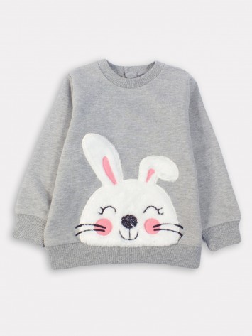 IDEXE kislány plüssnyuszi mintás szürke pulóver