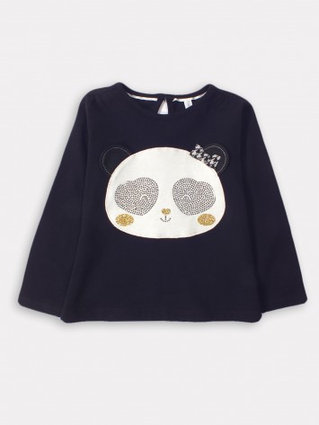 IDEXE kislány pandamintás fekete felső