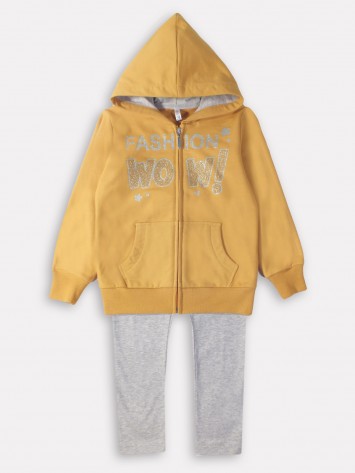 IDEXE kislány feliratos sárga-szürke melegítőszett