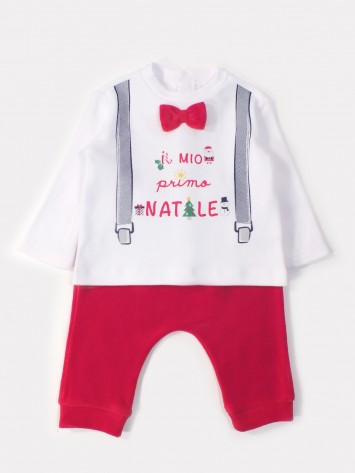 IDEXE kisfiú karácsonyi mintás piros-fehér ruhaszett