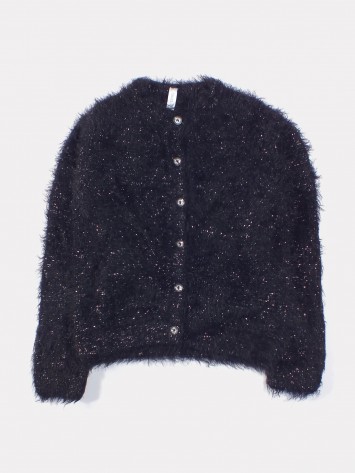 IDEXE fekete szőrmés kardigán