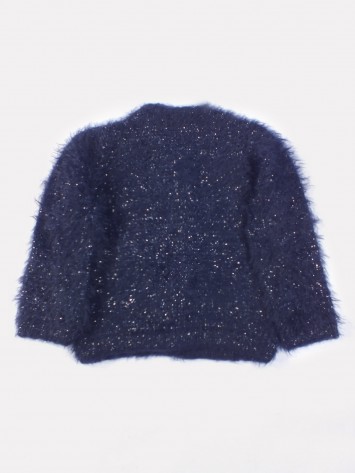 IDEXE sötétkék szőrmés kardigán