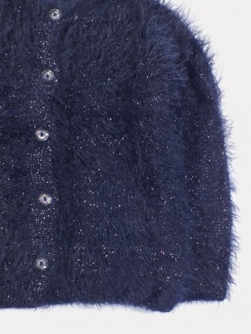 IDEXE sötétkék szőrmés kardigán