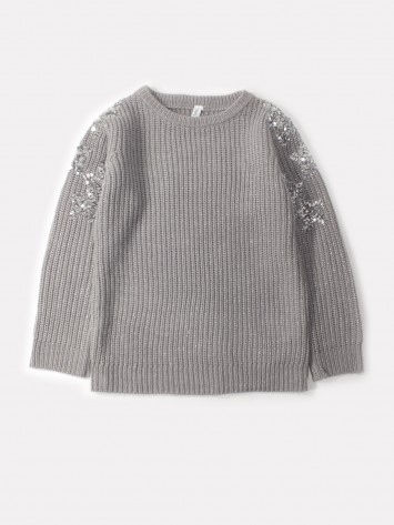 IDEXE flitteres csillagmintás szürke kötött pulóver