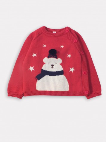 IDEXE jegesmaci mintás piros pulóver