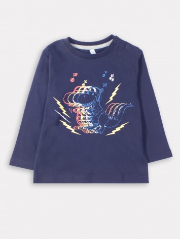 IDEXE dínómintás sötétkék hosszú ujjú felső